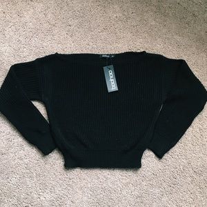 Boohoo Black Cropped Sweater